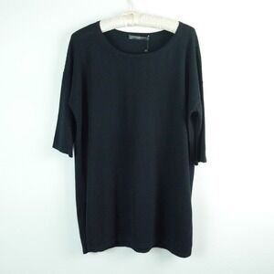 Peruvian Connection Reade Street Tunic Black Pima Cotton Knit Top Small NWT